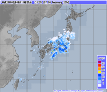 気象庁発表11時25分現在の雨雲レーザー