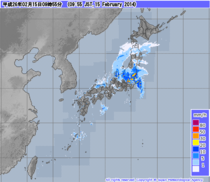 気象庁発表午前10時現在の雨雲レーダー