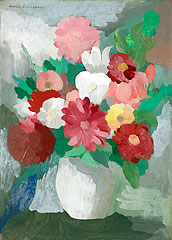 《花を生けた花瓶》 1950年頃 油彩、板 49.5×35.5 cm